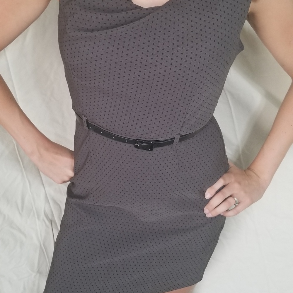 Charlotte Russe (L)Dress Gray w/ Black Polka Dots